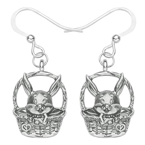 DOWAY Cute Ostereier Kaninchen Ohrringe Acryl Osterhase Dangle Schmuck Geschenke für Damen Mädchen lustig Ostern Deko (Silber) von DOWAY