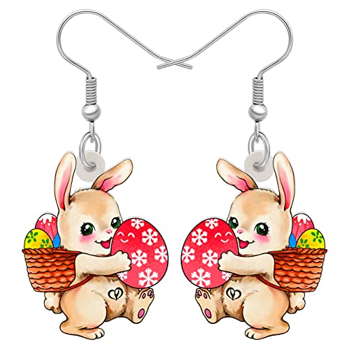DOWAY Cute Ostereier Kaninchen Ohrringe Acryl Osterhase Dangle Schmuck Geschenke für Damen Mädchen lustig Ostern Deko (Tortilla) von DOWAY