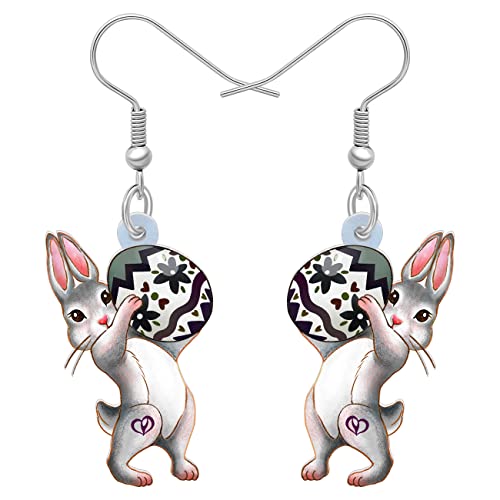 DOWAY Cute Ostereier Kaninchen Ohrringe Acryl Osterhase Dangle Schmuck Geschenke für Damen Mädchen lustig Ostern Deko (Wolke) von DOWAY