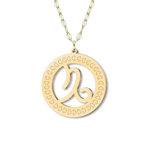 DOWAY Dainty Gold Kreis Sternzeichen Halskette 12 Konstellation Anhänger Edelstahl mit 18K Vergoldet Kette Minimalistischer Schmuck Geburtstag Horoskop Geschenke für Astrologie Liebhaber (Steinbock) von DOWAY