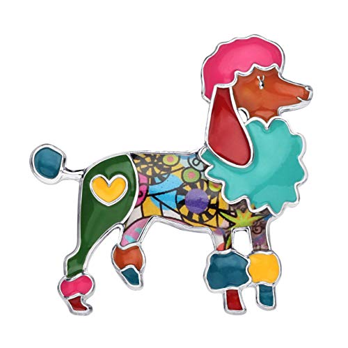 DOWAY Emaille Floral Pudel Brosche Hund Pins für Damen Mädchen Kleidung Sicherheitsnadeln Geschenk (Mehrfarbig) von DOWAY