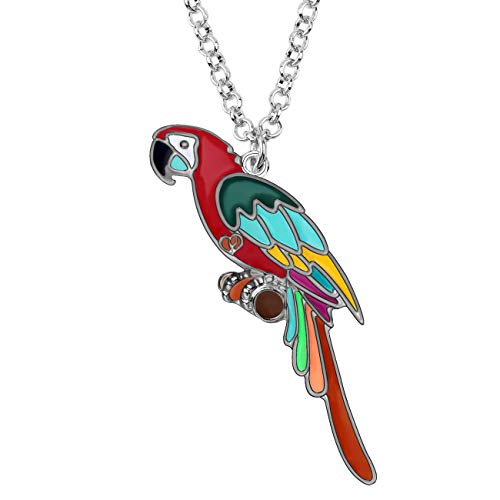 DOWAY Emaille Tropen Aras Papagei Vogel Halskette Bird Geschenke für Damen Mädchen Legierung Kette Mode Papagei Schmuck (Mehrfarbig) von DOWAY