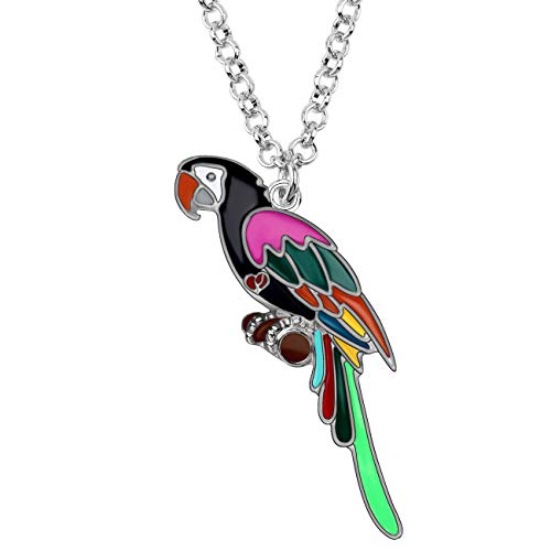 DOWAY Emaille Tropen Aras Papagei Vogel Halskette Bird Geschenke für Damen Mädchen Legierung Kette Mode Papagei Schmuck (Schwarz) von DOWAY