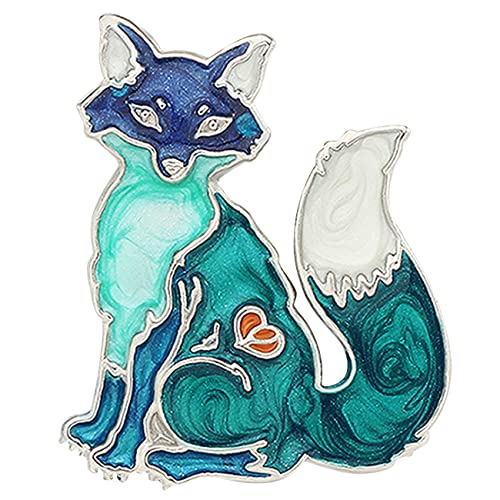 DOWAY Floral Emaille Fuchs Geschenke Cute Fuchs Brosche Pins für Frauen Damen Mädchen Mode Schmuck Charms (Roten) von DOWAY