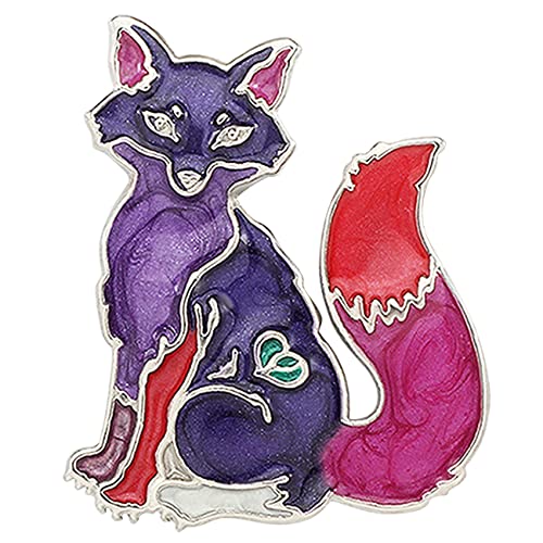 DOWAY Floral Emaille Fuchs Geschenke Cute Fuchs Brosche Pins für Frauen Damen Mädchen Mode Schmuck Charms (Violett) von DOWAY
