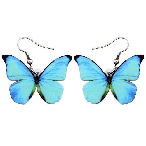 DOWAY Acryl gelb Schmetterling Ohrringe für Damen Frauen Mädchen Drop Schmuck, Frühling Sommer Schmetterling Geschenke Dekoration (Blau) von DOWAY