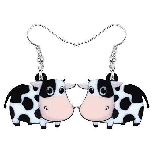 DOWAY Cute Kuh Geschenke Acryl Kuh Ohrringe Bauernhof Tiere Schmuck Für Damen Frauen Mädchen Charms Kuh Deko (Schwarz) von DOWAY