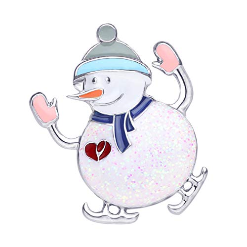 DOWAY Weihnachten Hut Schal Schlittschuhlaufen Schneemann Brosche Revers Schal Kleidung Revers Cartoon Schmuck Geschenk für Frauen Mädchen Geschenke (Blau) von DOWAY