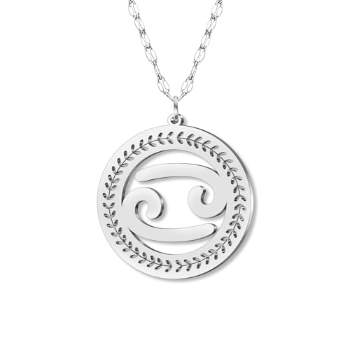 DOWAY Zierliche Edelstahl Kreis Sternzeichen Halskette 12 Konstellation Anhänger Halsketten Silber Minimalistischer Schmuck Geburtstag Horoskop Astrologie Geschenke für Damen Mädchen (Krebs) von DOWAY