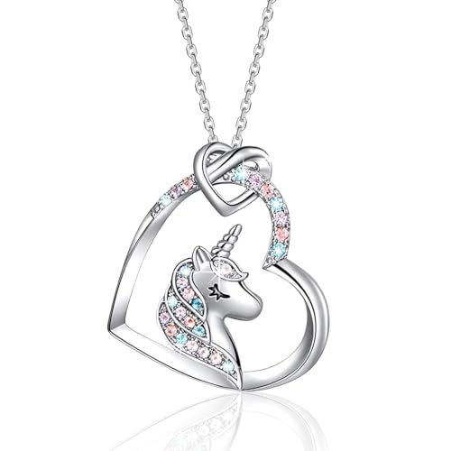 DOWNDRIFT Einhorn Kette Mädchen Geschenke Mädchen Einhorn Kinderschmuck Mädchen Einhorn Kette Einhorn Schmuck Mädchen Einhorn Anhänger Schmuck Kinder Mädchen Einhorn Geschenke für Mädchen von DOWNDRIFT