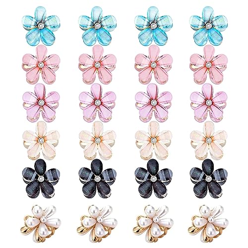 DOYUKY 24 Pieces Mini Blumen Haarspangen, Kleine Haarschmuck für Damen, Pearl Kleiner Haarspangen, Blumen Haarklammer, für Frauen und Mädchen, täglich fotografieren, Party von DOYUKY