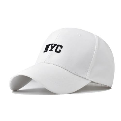DOwrap Unisex Klassische Baumwolle NYC kleine Buchstaben bestickte Baseballkappe Papa Kappe Outdoor Hut Herren Baseballkappe, weiß, 58 von DOwrap