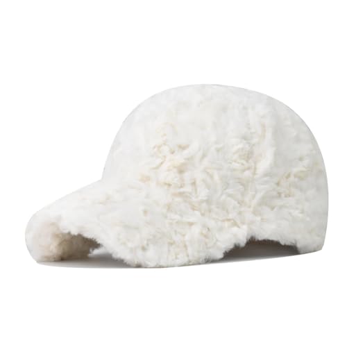 DOwrap Unisex Wintermütze Klassische Baumwolle Baseball Cap Faux Teddy Flauschig Mode Warm Baseball Cap Plüschmütze Herren Baseballkappe, beige, 58 von DOwrap