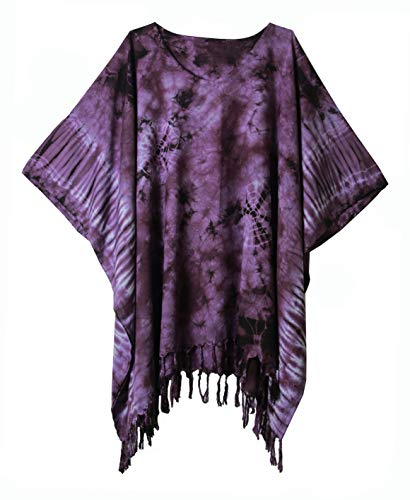 DP Fashion ATM Kaftan Caftan Poncho Tops Bluse Tie Dye Übergröße - Violett - 4X-Groß von DP Fashion