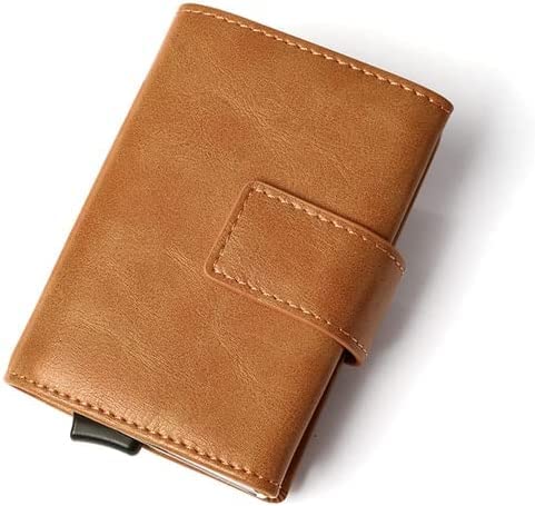 DPCDAN Kartenhalter Magnetknopf-Geldbörsen Business Protection Id Credit Wallet Herren-Pu-Leder-Brieftasche Vintage Smart Zipper Coin Card Holder Portemonnaie von DPCDAN