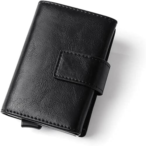 DPCDAN Kartenhalter Magnetknopf-Geldbörsen Business Protection Id Credit Wallet Herren-Pu-Leder-Brieftasche Vintage Smart Zipper Coin Card Holder Portemonnaie von DPCDAN