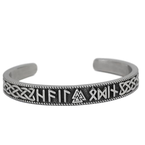DPGOLDP Wikinger Edelstahl Armband Herren Mjölnir Thor Hammer Valknut Nordische Runen Amulett Metall Schmuck Punk Geschenk,Valknut rune silver von DPGOLDP