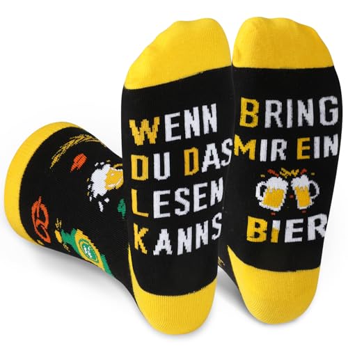 DPKOW Geschenke Männer Lustige Bier Socken Herren Lustige Weihnachtsgeschenke Männer Socken Geschenk Bier Männer Geburtstagsgeschenk Vatertag witzige MÄNNER SOCKEN WENN DU DAS LESEN KANNST von DPKOW