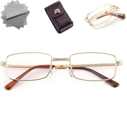DPKSML Charmoo Brillen, Charmoo Lesebrillen, Gleitsicht-Lesebrillen, ultraleichte Faltbrillen für Männer und Frauen (Gold,+2.0) von DPKSML