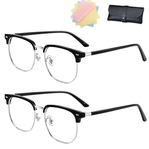 DPKSML Kloiadka Autofokus-Brille, Halbrahmen-Lesebrille mit Anti-Blaulicht-Effekt für Herren und Damen (2pcs Black,+3.5) von DPKSML