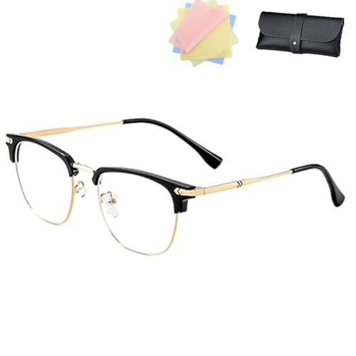 DPKSML Kloiadka Autofokus-Brille, Halbrahmen-Lesebrille mit Anti-Blaulicht-Effekt für Herren und Damen (Gold,+2.5) von DPKSML