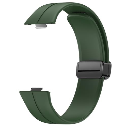 DPSQQ Uhrenarmband, bequemes Silikonband mit Magnetverschluss, atmungsaktives Zubehör, Schweiß-Silikon-Uhrenarmband for Uhr Fit3(Field green) von DPSQQ