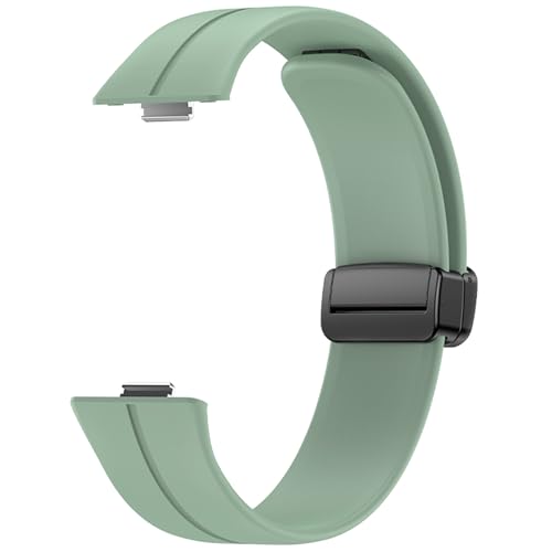 DPSQQ Uhrenarmband, bequemes Silikonband mit Magnetverschluss, atmungsaktives Zubehör, Schweiß-Silikon-Uhrenarmband for Uhr Fit3(Gray green) von DPSQQ