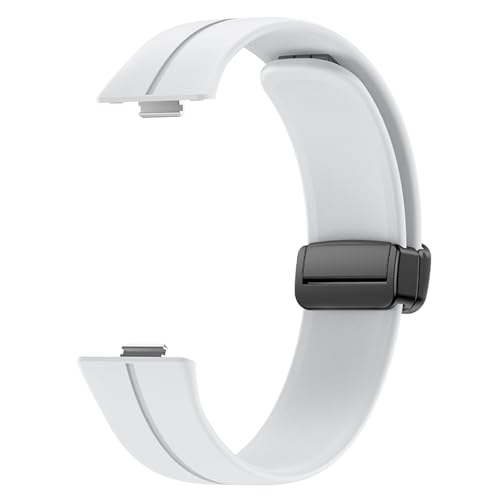DPSQQ Uhrenarmband, bequemes Silikonband mit Magnetverschluss, atmungsaktives Zubehör, Schweiß-Silikon-Uhrenarmband for Uhr Fit3(White) von DPSQQ