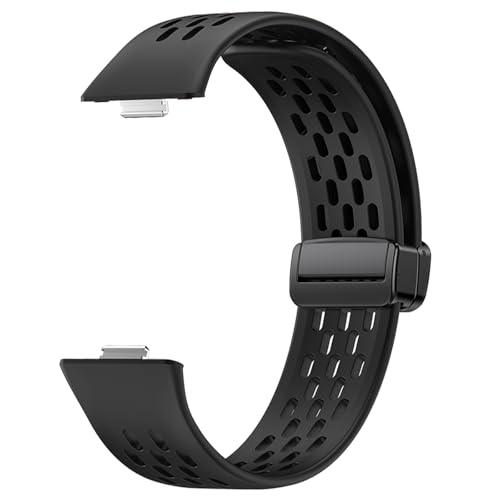DPSQQ Uhrenarmband, sicheres Magnet-Silikon-Armband, vielseitiges Silikon-Uhrenarmband mit Magnet, stilvolles for Watch Fit3(Black) von DPSQQ