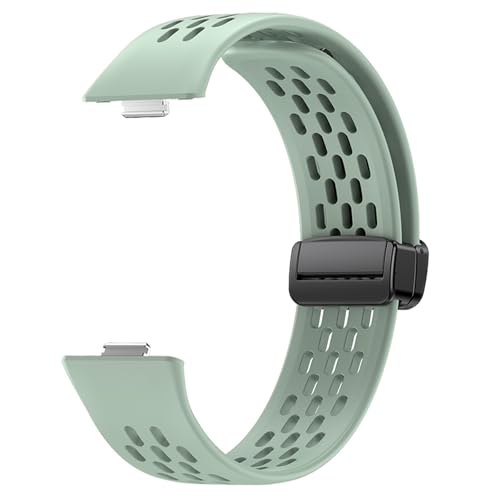 DPSQQ Uhrenarmband, sicheres Magnet-Silikon-Armband, vielseitiges Silikon-Uhrenarmband mit Magnet, stilvolles for Watch Fit3(Gray green) von DPSQQ