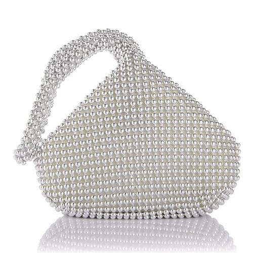 DPWELL Luxus Aluminium Pailletten Dreiflächige Designer-Kupplung Abend Handtasche Mini Tote Taschen Münzgeldbörse Brieftaschen (Silber) von DPWELL