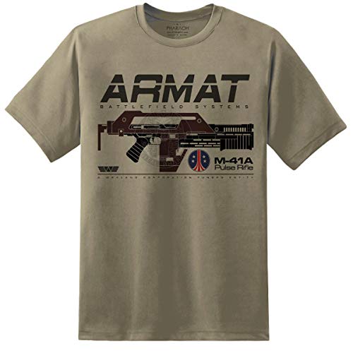 Herren Aliens ARMAT M41a Pulse Gewehr T-Shirt Xenomorph Nostromo Movie, sand, XL von DPX-1