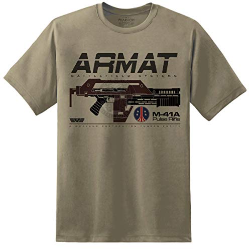 Herren Aliens ARMAT M41a Pulse Rifle T-Shirt Xenomorph Nostromo Movie Gr. S, sand von DPX-1