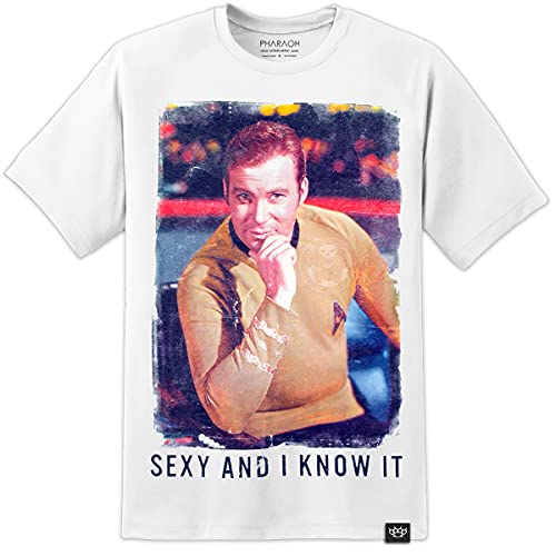 Herren Captain Kirk Sexy & I Know es Star Trek T Shirt Khan Starfleet William Shatner - Weiß, XXL von DPX-1