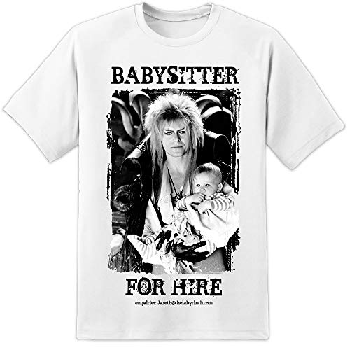 Herren David Bowie Labyrinth Film Jareth der Babysitter T-Shirt/Aka The Goblin King - Weiß, M von DPX-1