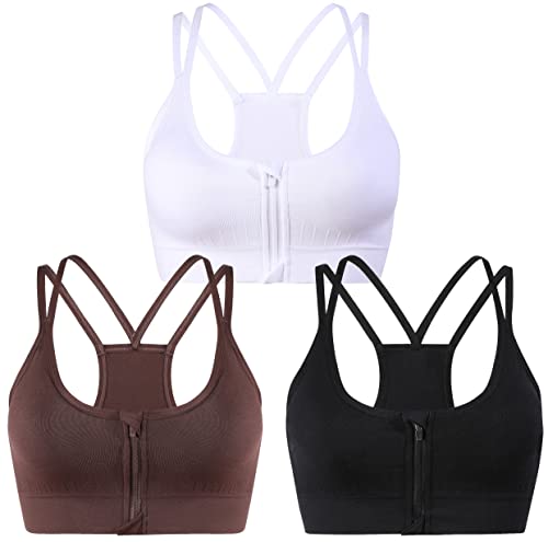 DPZEACA Damen Reißverschluss vorne Fitness Sport BH Bequem Yoga BH mit abnehmbaren Pads Post OP Unterstützung Workout BH, Zip-d03-001, XXX-Large DPZEACA Damen Reißverschluss vorne Fitness Sport BH Bequem Yoga BH mit abnehmbaren Pads Post OP Unterstützung Workout BH, Zip-d03-001, XXX-Large von DPZEACA