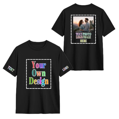 DQHXTK Geschenk mit Namen personalisiert - T-Shirt Herren - Aufdruck selbst gestalten - Wunschtext I Eigener Text I Custom Text I vorne/hinten I Beliebiges Foto von DQHXTK