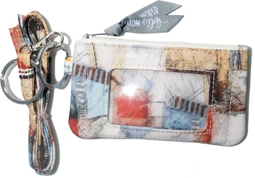 Ausweishülle mit Umhängeband – modischer Ausweishalter für Damen, Puzzle, Minimalistische schlanke Geldbörse mit Umhängeband von DQL