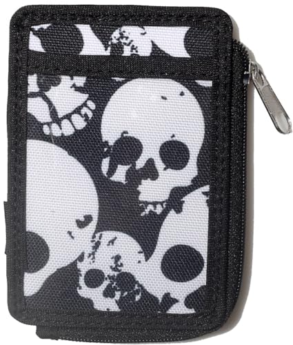 DQL Schlüsselbund-Geldbörse für Damen, minimalistische Geldbörse für Herren, kleine Damen-Geldbörse, ultradünn, minimalistisch, Kartenhalter für Damen und Herren, totenkopf, Slim front pocket wallet, von DQL