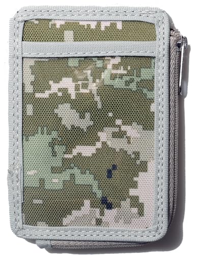 DQL kartenetui Damen Schlanke, minimalistische Vordertasche, RFID-blockierend, Damen Brieftasche, Kartenetui für Herren, Kreditkartenetui mit Reißverschlussfach., Tarnung38 von DQL