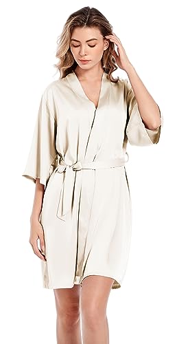 DQSSYTTX Seide Robe für Frauen Weiche Bademantel Brautjungfer Robe V-Ausschnitt Nachtwäsche von DQSSYTTX