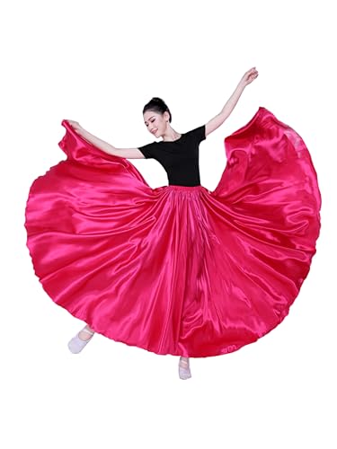 Knöchellang Tanzrock Bauchtanz Röcke Frauen Tanzrock Moderne Kostüm Maxi Röcke für Ballerina 360°540°720° von DQSSYTTX