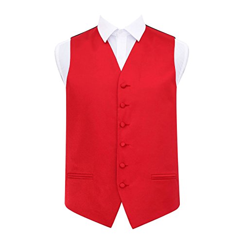 DQT Herren Einfarbig Satin Hochzeit Weste Veste Gilet - Rot 112cm | 2XL DQT Herren Einfarbig Satin Hochzeit Weste Veste Gilet - Rot 112cm | 2XL von DQT