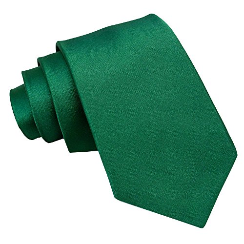 Neue Satin Polyester Ebene Herren Krawatte 9cm, Smaragdgrün, One Size von DQT