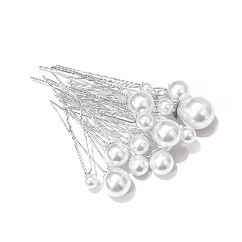 U-förmige Haarnadeln Haarklemmen, 18–90 Stück Perlen-Haarnadeln for Hochzeiten, U-förmige Brautklammern for Brautjungfern, Mädchen und Frauen, Haarschmuck(Silver,18 count (Pack of 1)) von DQZRTUECA