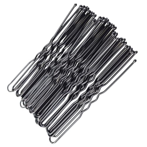 DQZRTUECA U-förmige Haarnadeln Haarklemmen, 5 cm U-förmige Haarnadeln for Damen – 150/300/450/600 Stück, Haarnadeln mit gewelltem Design und glatten Spitzen(Black,300 Count (Pack of 1)) von DQZRTUECA