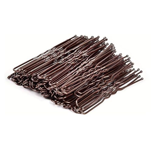DQZRTUECA U-förmige Haarnadeln Haarklemmen, 5 cm U-förmige Haarnadeln for Damen – 150/300/450/600 Stück, Haarnadeln mit gewelltem Design und glatten Spitzen(Brown,150 Count (Pack of 1)) von DQZRTUECA