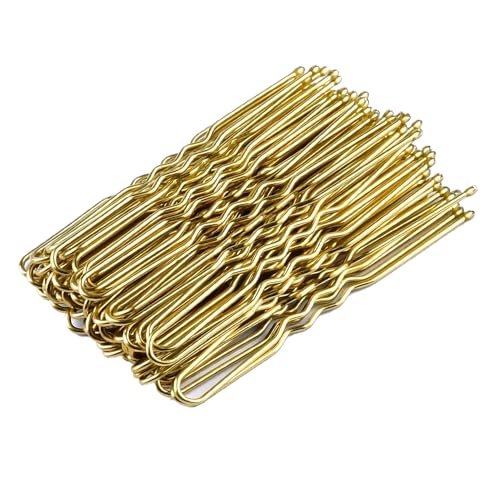 U-förmige Haarnadeln Haarklemmen, 7 cm, braun schwarz gold Dutt gewellte Haarnadeln for Frauen Mädchen Dame mit Aufbewahrungsbox(Gold,450 count (Pack of 1)) von DQZRTUECA