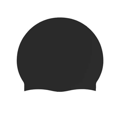 Super-Stretch-Stoff-Schwimmkappe, Badekappe Silikon Multicolor 22cm x 19cm for Damen und Herren(Black) von DQZRTUECA