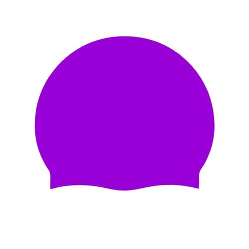 Super-Stretch-Stoff-Schwimmkappe, Badekappe Silikon Multicolor 22cm x 19cm for Damen und Herren(Purple) von DQZRTUECA
